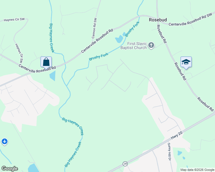 map of restaurants, bars, coffee shops, grocery stores, and more near 6071 Fieldwood Lane in Loganville