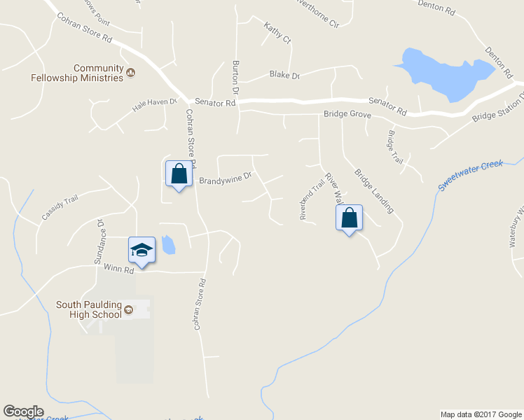 map of restaurants, bars, coffee shops, grocery stores, and more near 216 Applejack Drive in Douglasville