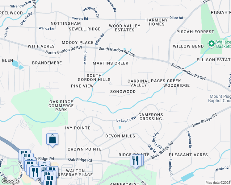 map of restaurants, bars, coffee shops, grocery stores, and more near 6752 Songwood Drive in Austell