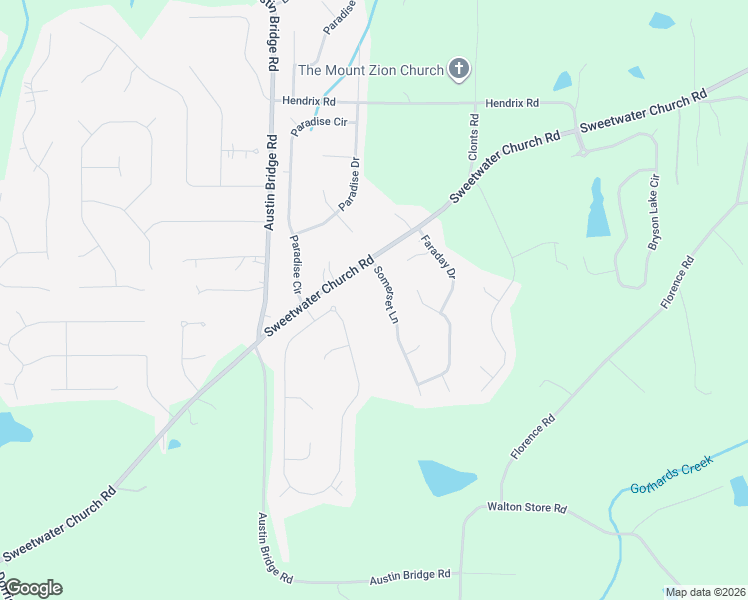 map of restaurants, bars, coffee shops, grocery stores, and more near 114 Somerset Lane in Douglasville