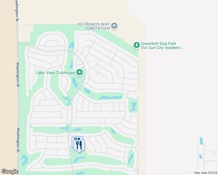 map of restaurants, bars, coffee shops, grocery stores, and more near 78750 Alliance Way in Palm Desert