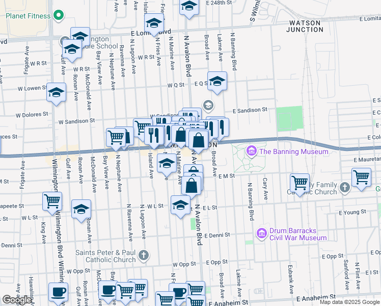 map of restaurants, bars, coffee shops, grocery stores, and more near in Los Angeles