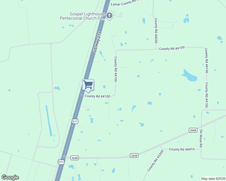 map of restaurants, bars, coffee shops, grocery stores, and more near 215 County Road 44100 in Powderly