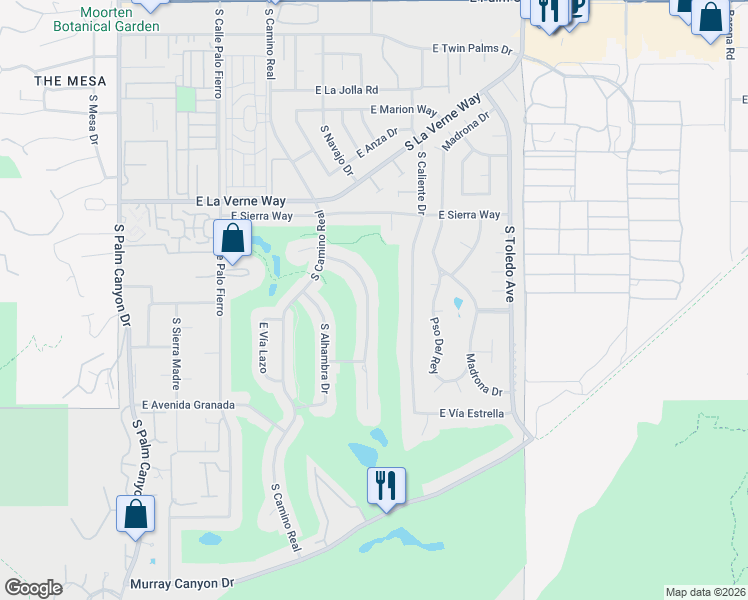 map of restaurants, bars, coffee shops, grocery stores, and more near 2290 South Yosemite in Palm Springs