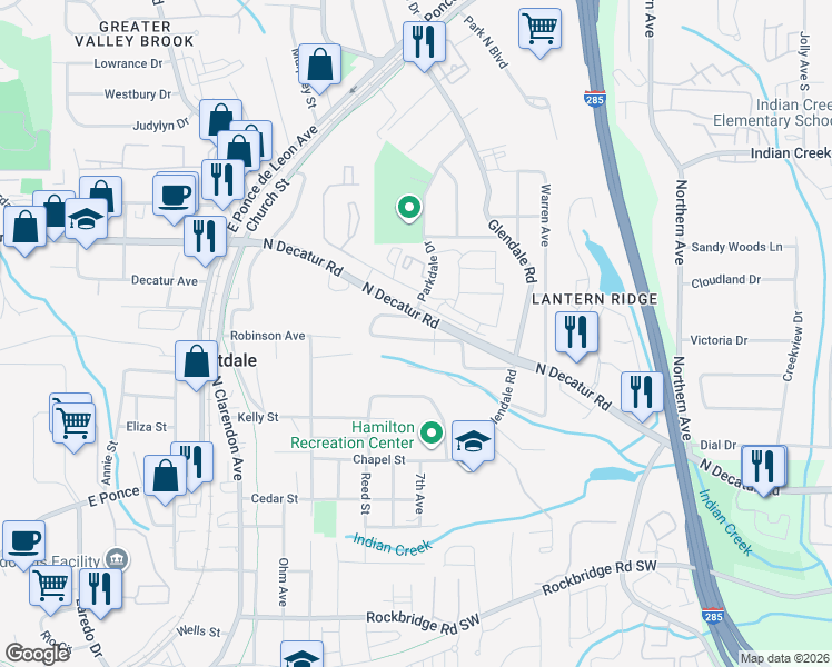 map of restaurants, bars, coffee shops, grocery stores, and more near 3246 Robinson Avenue in Scottdale