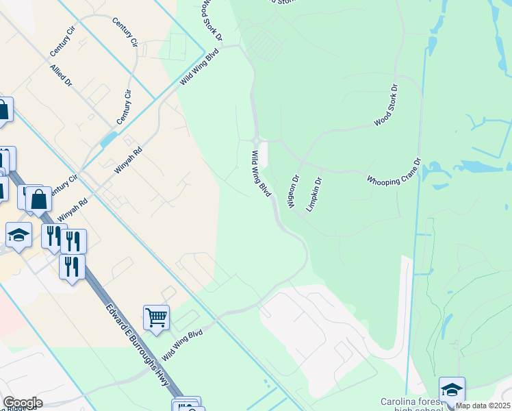 map of restaurants, bars, coffee shops, grocery stores, and more near 1001 Spoonbill Drive in Conway