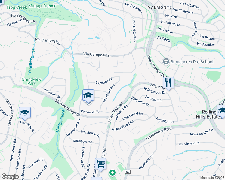 map of restaurants, bars, coffee shops, grocery stores, and more near 26228 Birchfield Avenue in Rancho Palos Verdes