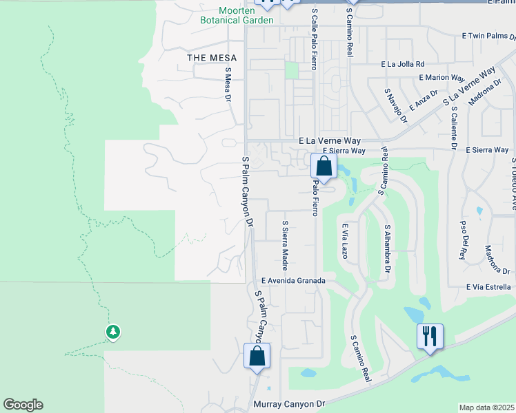 map of restaurants, bars, coffee shops, grocery stores, and more near 2290 South Palm Canyon Drive in Palm Springs