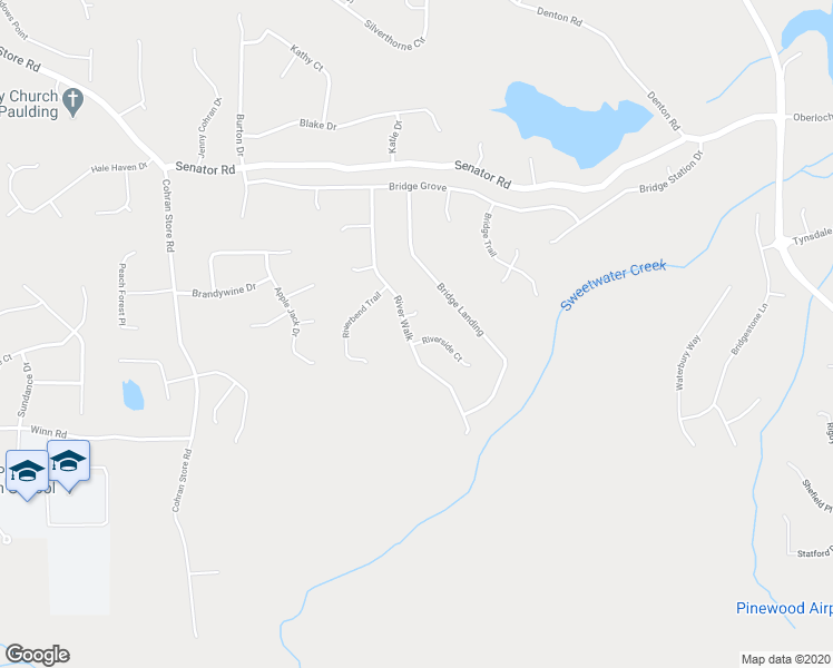 map of restaurants, bars, coffee shops, grocery stores, and more near 373 River Walk in Douglasville