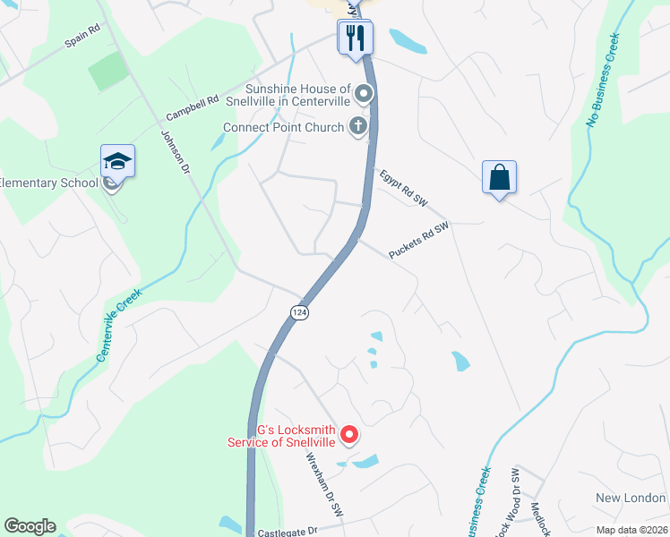 map of restaurants, bars, coffee shops, grocery stores, and more near 3874 Centerville Highway in Snellville