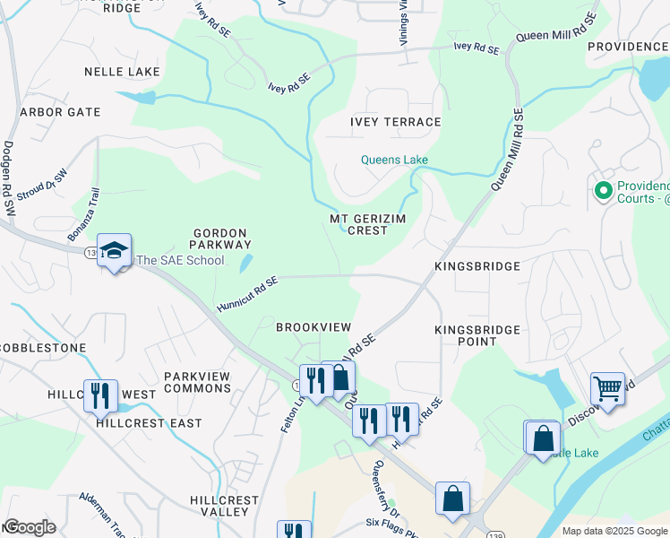 map of restaurants, bars, coffee shops, grocery stores, and more near 6618 Destiny Drive Southeast in Mableton