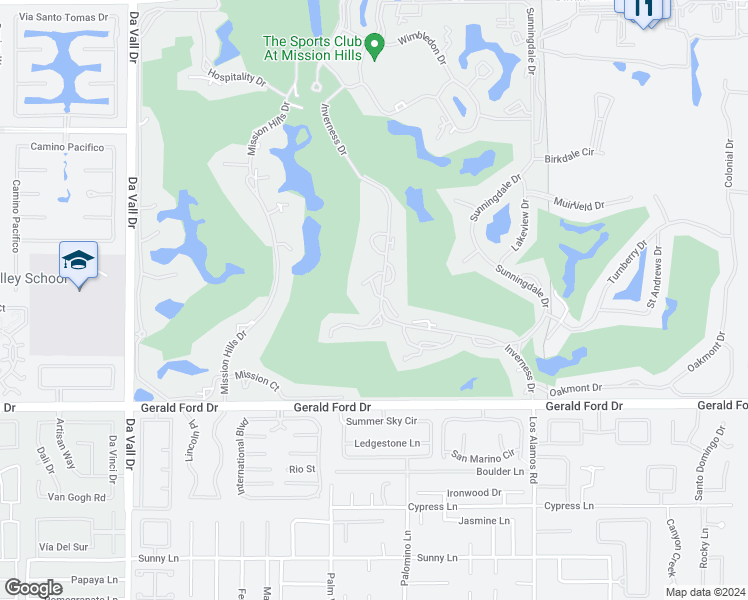 map of restaurants, bars, coffee shops, grocery stores, and more near 730 Inverness Drive in Rancho Mirage