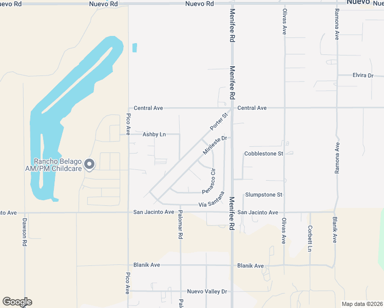 map of restaurants, bars, coffee shops, grocery stores, and more near 22716 Porter Street in Nuevo
