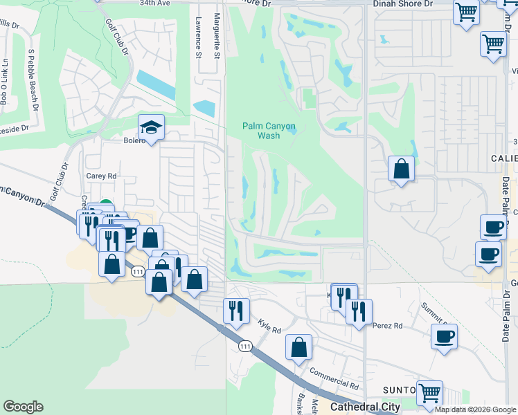 map of restaurants, bars, coffee shops, grocery stores, and more near 3001 Calle Loreto in Palm Springs