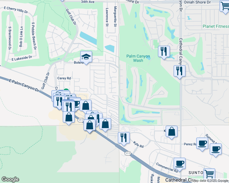 map of restaurants, bars, coffee shops, grocery stores, and more near 35 Calle De Los Vientos in Palm Springs