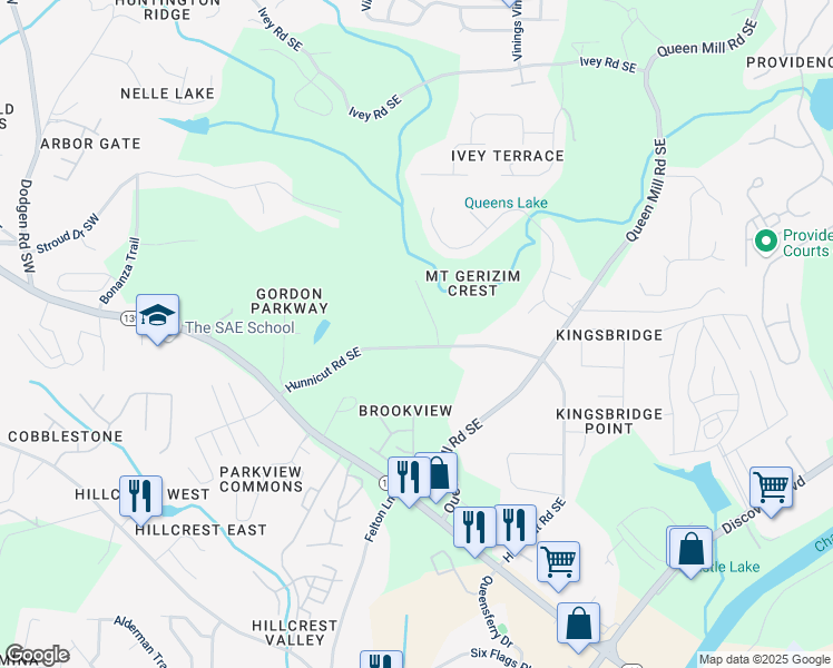 map of restaurants, bars, coffee shops, grocery stores, and more near 6618 Destiny Drive Southeast in Mableton