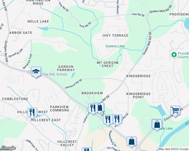 map of restaurants, bars, coffee shops, grocery stores, and more near 6618 Destiny Drive Southeast in Mableton