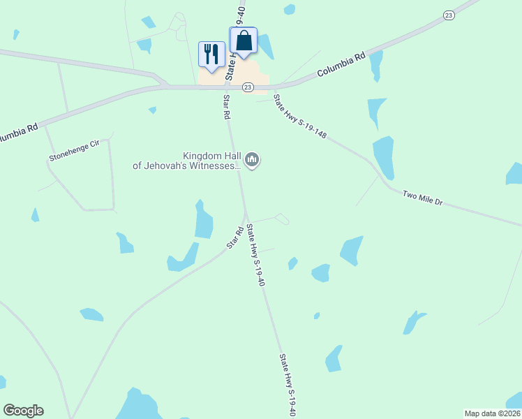 map of restaurants, bars, coffee shops, grocery stores, and more near 1 Parker Road in Edgefield