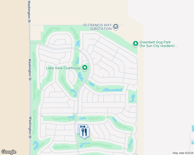 map of restaurants, bars, coffee shops, grocery stores, and more near 78557 Alliance Way in Palm Desert
