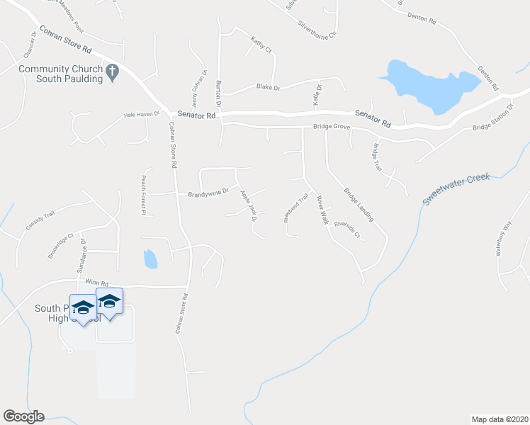 map of restaurants, bars, coffee shops, grocery stores, and more near 30 Muscadine Court in Douglasville