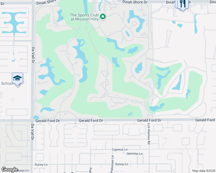 map of restaurants, bars, coffee shops, grocery stores, and more near 913 Inverness Drive in Rancho Mirage