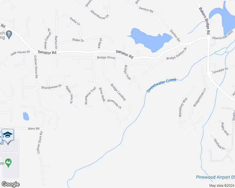 map of restaurants, bars, coffee shops, grocery stores, and more near 334 Bridge Landing in Douglasville