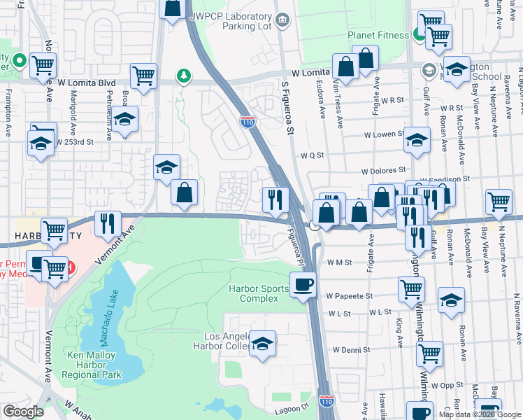 map of restaurants, bars, coffee shops, grocery stores, and more near 25467 Pine Creek Lane in Los Angeles