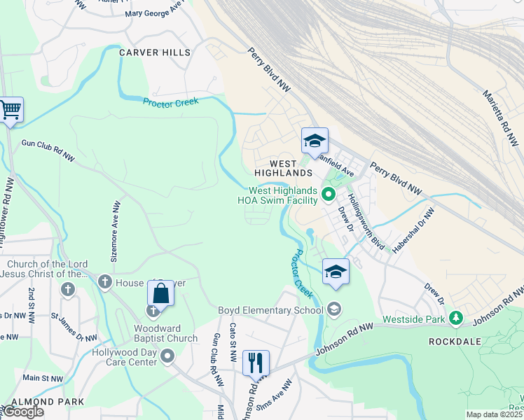 map of restaurants, bars, coffee shops, grocery stores, and more near 1771 Stone Hedge Drive in Atlanta