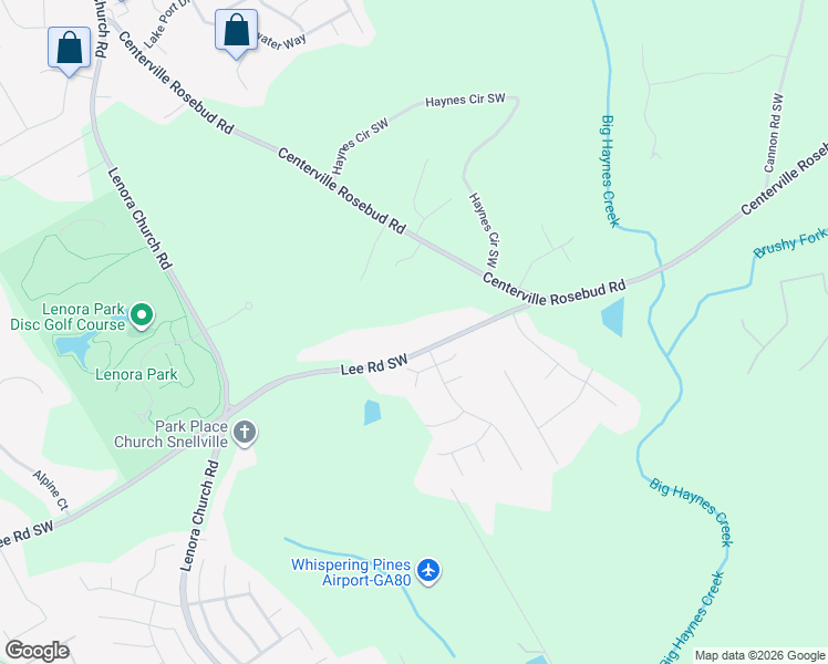 map of restaurants, bars, coffee shops, grocery stores, and more near 2977 Lee Road Southwest in Snellville