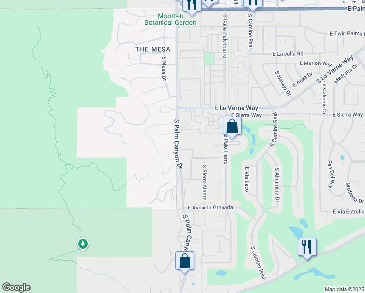 map of restaurants, bars, coffee shops, grocery stores, and more near 2230 South Palm Canyon Drive in Palm Springs