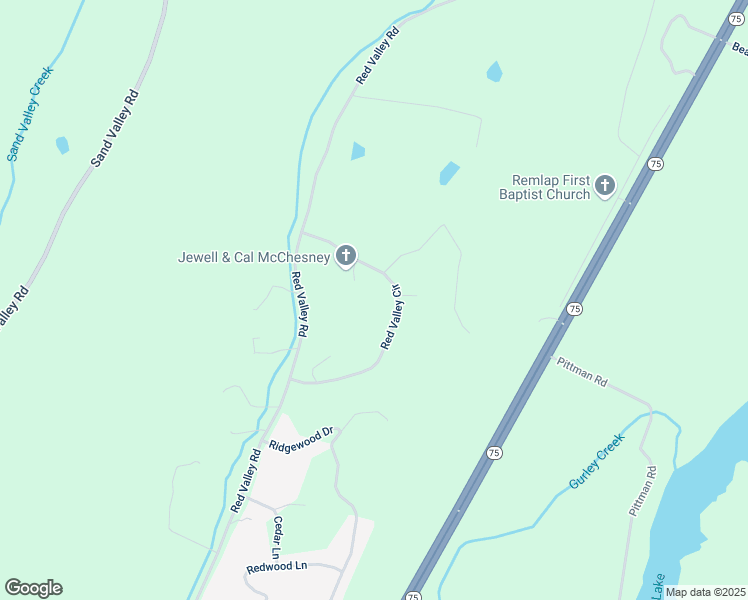 map of restaurants, bars, coffee shops, grocery stores, and more near 541 Red Valley Circle in Remlap