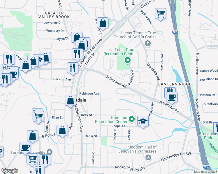 map of restaurants, bars, coffee shops, grocery stores, and more near 3495 Delegate Alley in Scottdale