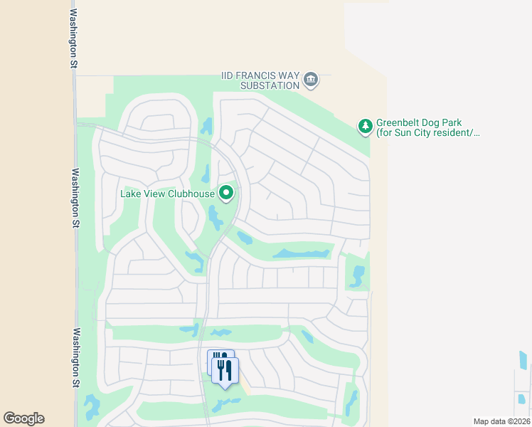 map of restaurants, bars, coffee shops, grocery stores, and more near 78586 Yellen Drive in Palm Desert