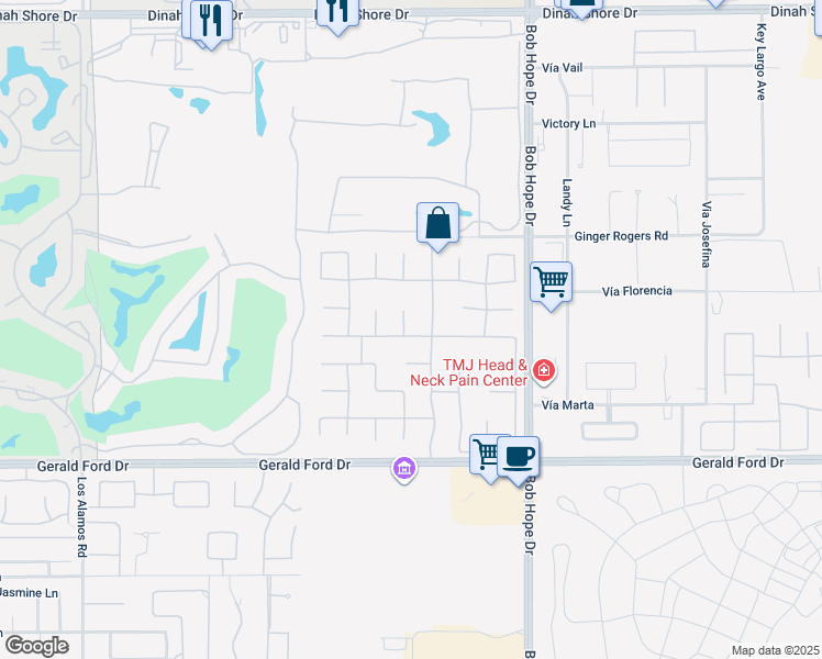 map of restaurants, bars, coffee shops, grocery stores, and more near 2 Yorkshire Court in Rancho Mirage