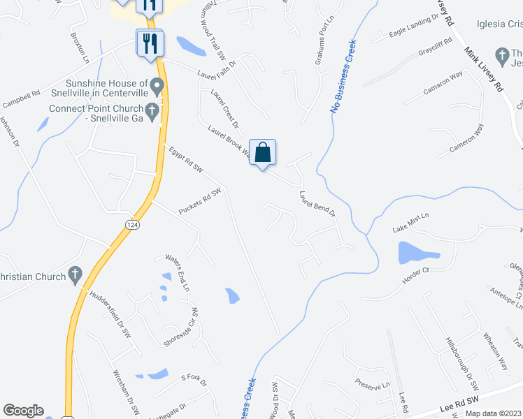 map of restaurants, bars, coffee shops, grocery stores, and more near 4003 Laurel Bend Court in Snellville