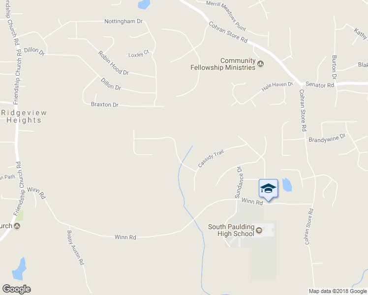 map of restaurants, bars, coffee shops, grocery stores, and more near 168 Brookwood Crossing in Douglasville