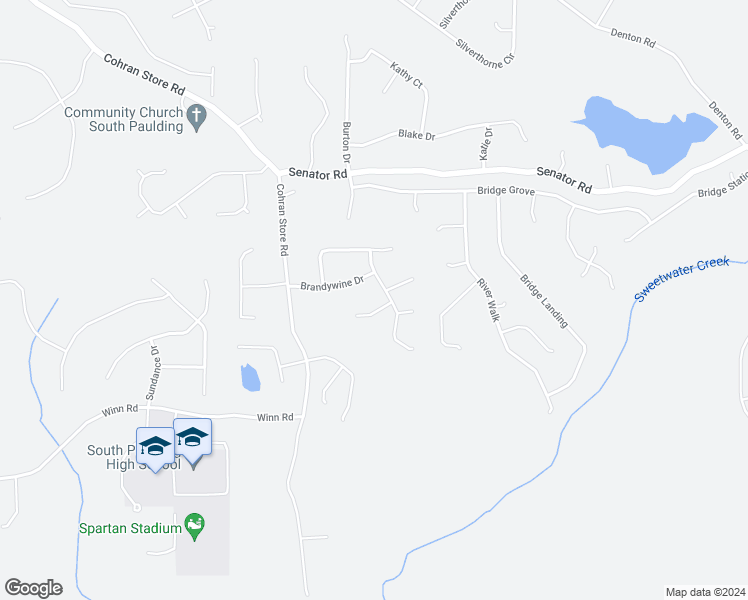 map of restaurants, bars, coffee shops, grocery stores, and more near 36 Cherry Court in Douglasville