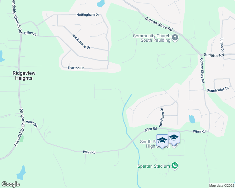map of restaurants, bars, coffee shops, grocery stores, and more near 183 Brookwood Crossing in Douglasville