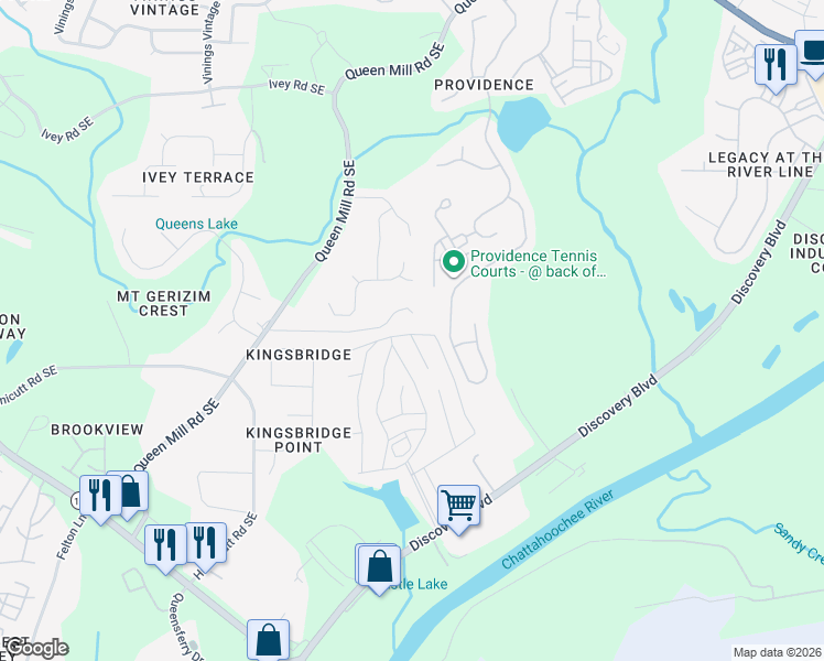 map of restaurants, bars, coffee shops, grocery stores, and more near 90 Magnolia Avenue in Mableton