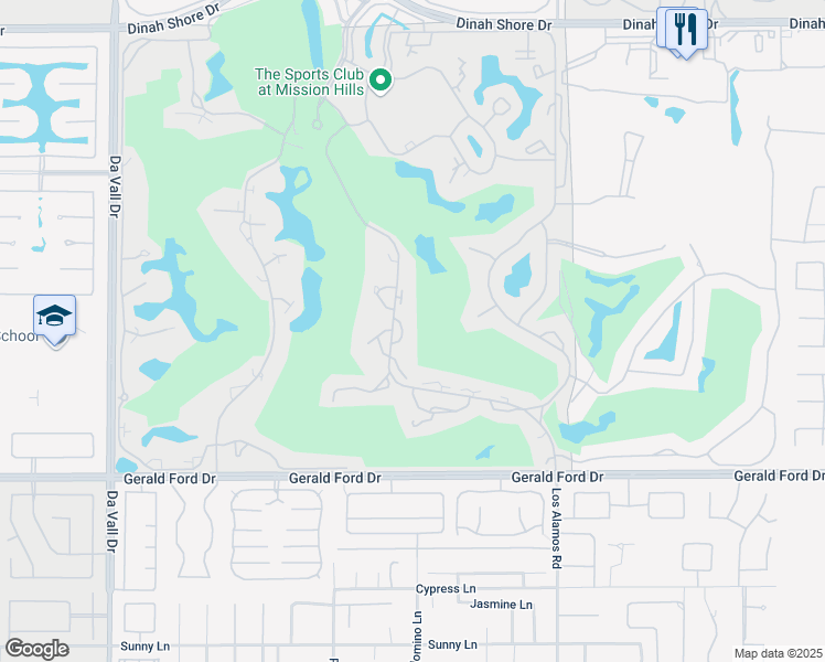 map of restaurants, bars, coffee shops, grocery stores, and more near 909 Inverness Drive in Rancho Mirage