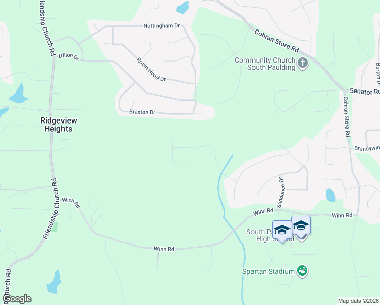 map of restaurants, bars, coffee shops, grocery stores, and more near 329 Brookwood Crossing in Douglasville