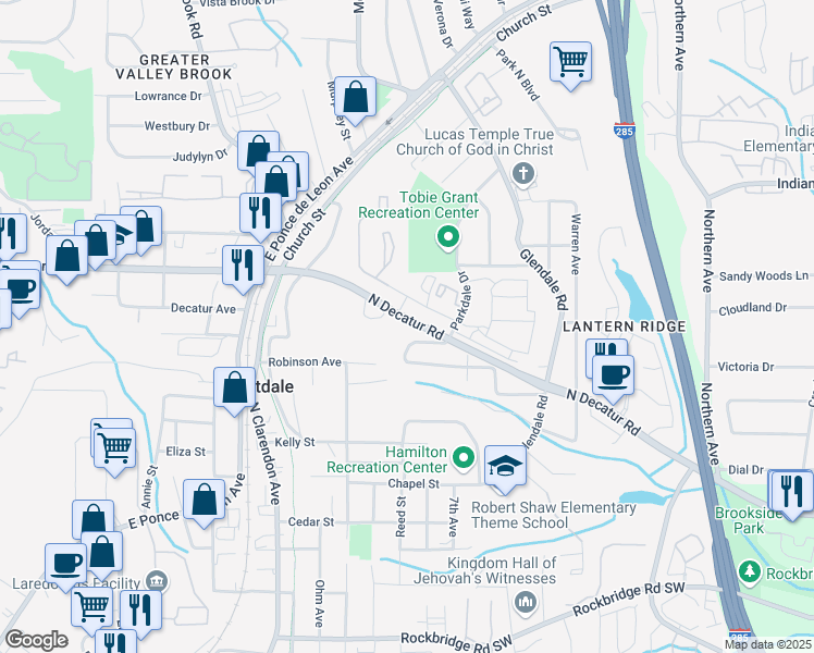 map of restaurants, bars, coffee shops, grocery stores, and more near 3293 Reed Street in Scottdale