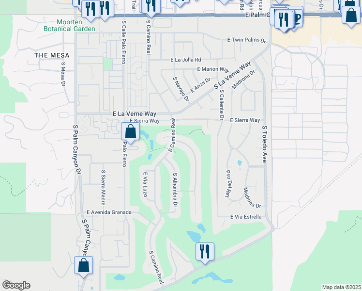 map of restaurants, bars, coffee shops, grocery stores, and more near 2217 South Yosemite in Palm Springs