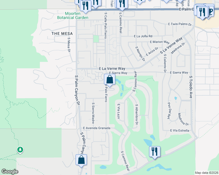 map of restaurants, bars, coffee shops, grocery stores, and more near 2210 South Calle Palo Fierro in Palm Springs