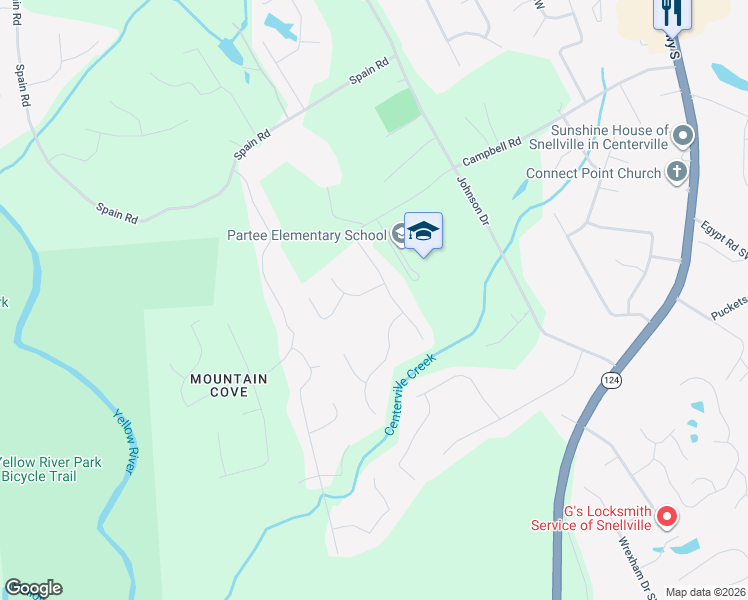 map of restaurants, bars, coffee shops, grocery stores, and more near 4370 Scotland Court Southwest in Snellville