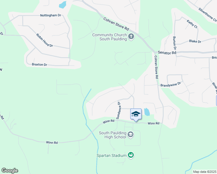 map of restaurants, bars, coffee shops, grocery stores, and more near 112 Cassidy Trail in Douglasville