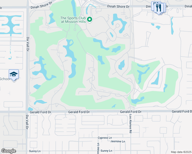 map of restaurants, bars, coffee shops, grocery stores, and more near 909 Inverness Drive in Rancho Mirage
