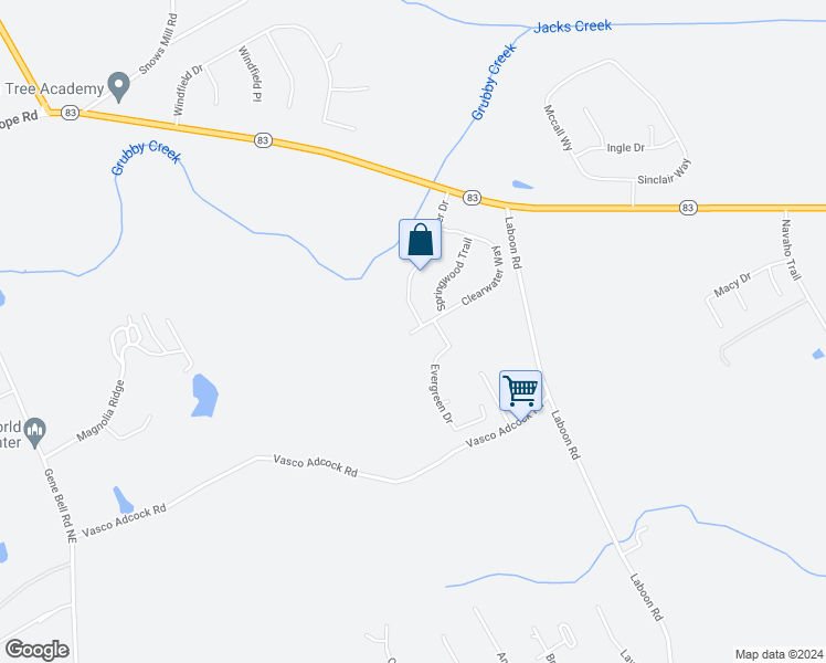 map of restaurants, bars, coffee shops, grocery stores, and more near 495 Clearwater Way in Monroe