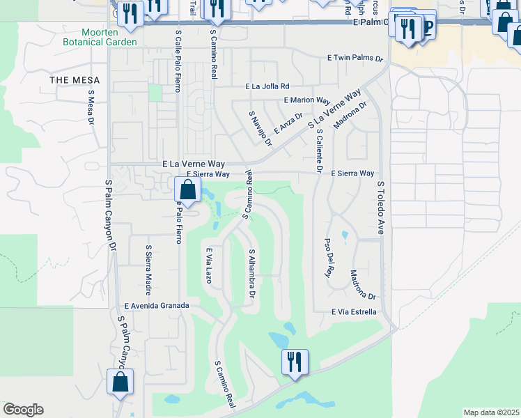 map of restaurants, bars, coffee shops, grocery stores, and more near 2217 South Yosemite in Palm Springs