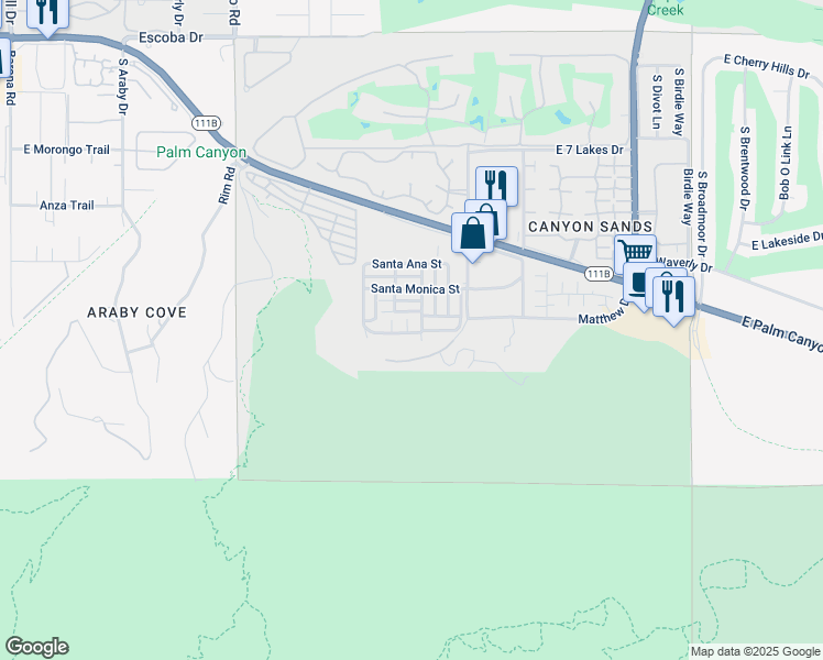 map of restaurants, bars, coffee shops, grocery stores, and more near 236 Del Mar in Palm Springs